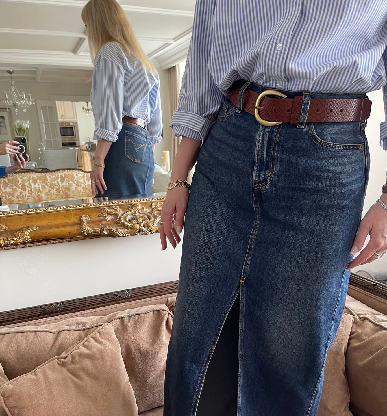 Customer photo review of Medusa - Snake Skin Embossed Leather Belt Made in Canada