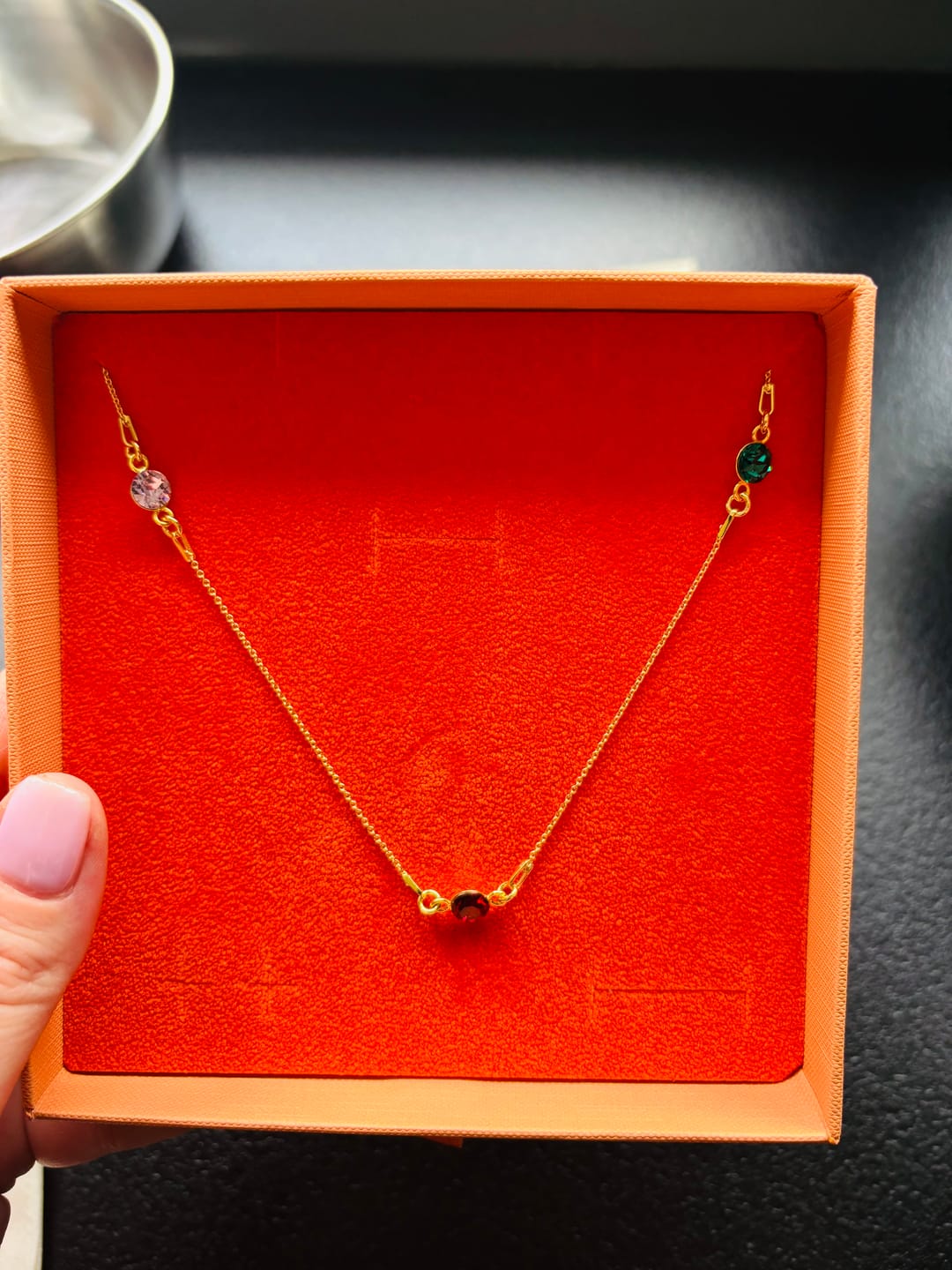 Customer photo review of Halskette mit 3 Geburtssteinen