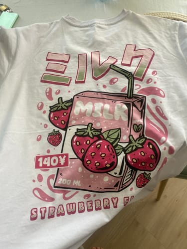 Customer photo review of Strawberry Milk Back T-Shirt