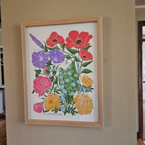 Customer photo review of 'In Bloom' Family Birth Flower Illustration