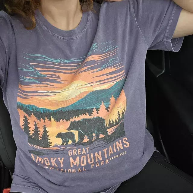 Customer photo review of Great Smoky Mountains Sunset Bears Comfort Colors T-Shirt
