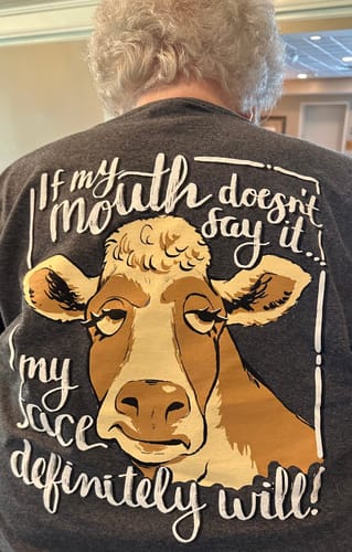 Customer photo review of Cow Face - Dark Heather