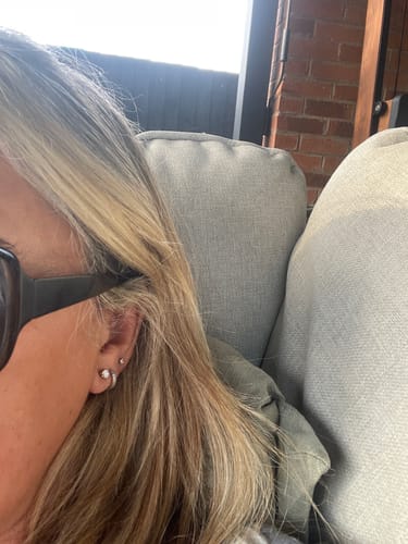 Customer photo review of Versa World's First Lab Grown Diamond Sleep Stud Earrings