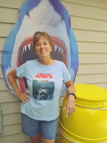 Customer photo review of Womens Vintage Movie Poster Jaws Shirt
