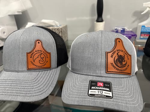 Customer photo review of Cattle Ear Tag Shape Custom Leather Patch Hat