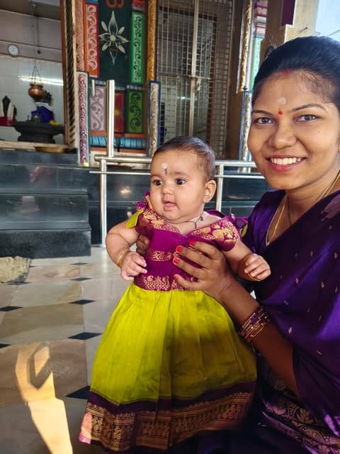Customer photo review of Green and Wine Tie-Up Ethnic Wear for Girls – Traditional Dress for Baby Girl