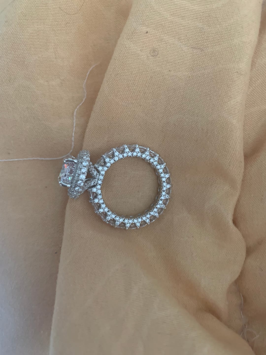 Customer photo review of Gorgeous Hidden Halo Oval Cut 4.0ct Engagement Ring In Sterling Silver