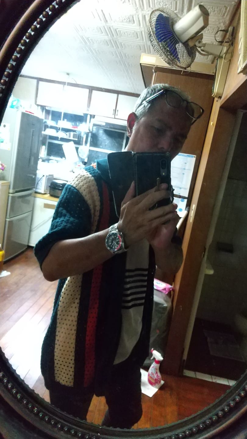 Customer photo review of ターコイズ風ボタン付き　ワッフルヘンリーTシャツ