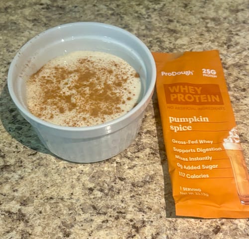 Customer photo review of Whey Protein Powder - Single Serving Sample Stick Packs