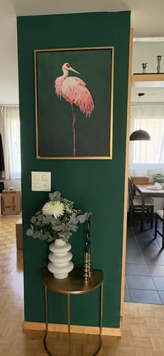 Customer photo review of Pink Crane on Green Print