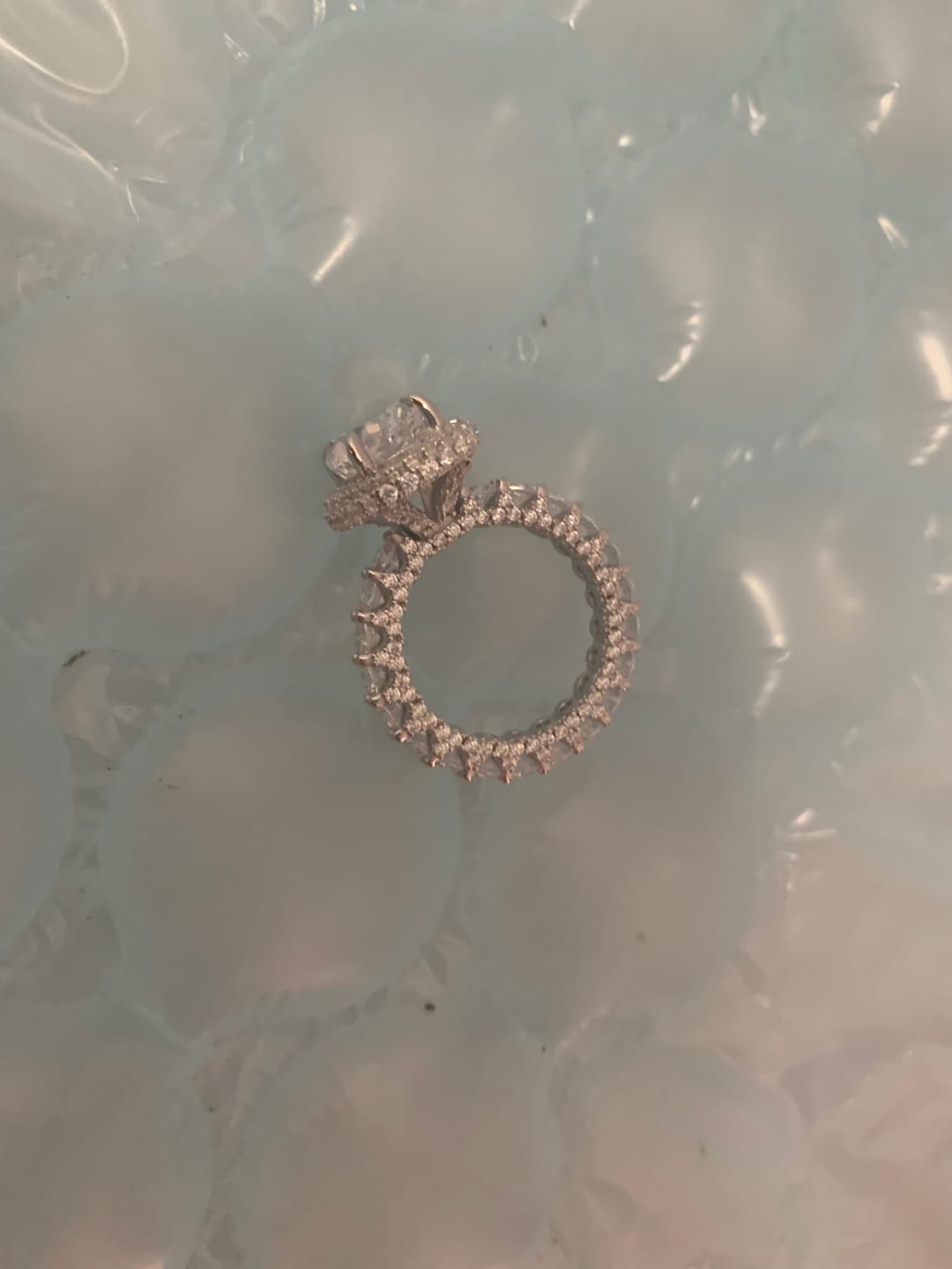 Customer photo review of Gorgeous Hidden Halo Oval Cut 4.0ct Engagement Ring In Sterling Silver