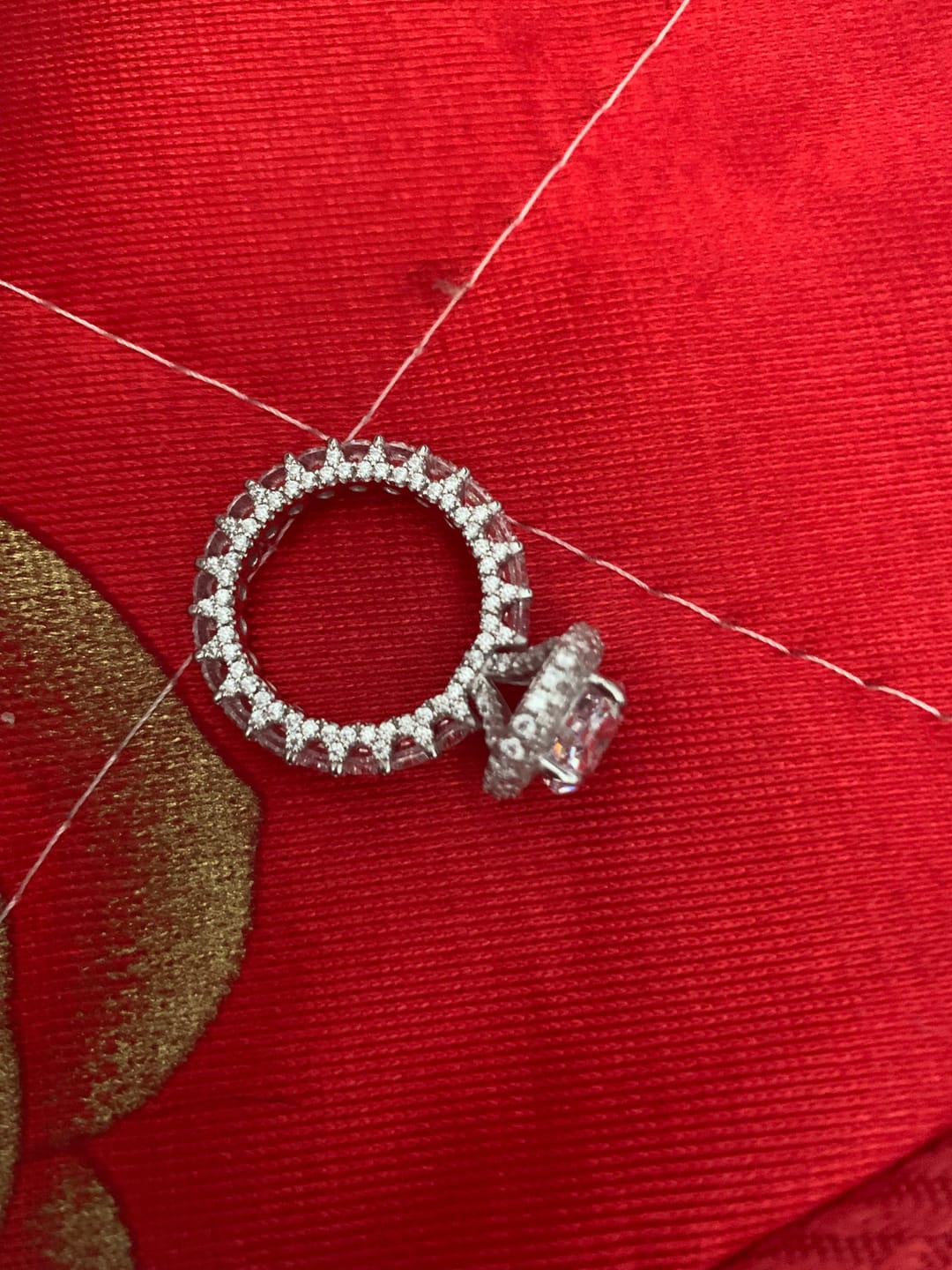 Customer photo review of Gorgeous Hidden Halo Oval Cut 4.0ct Engagement Ring In Sterling Silver