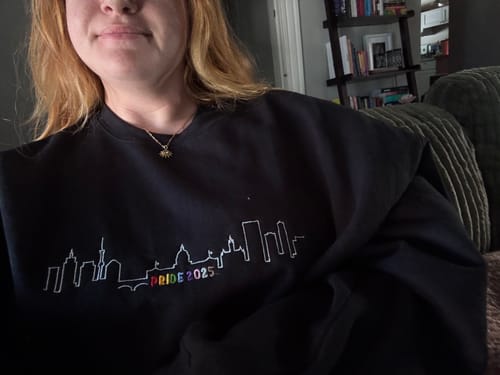 Customer photo review of Black 2025 Pride Skyline Crewneck