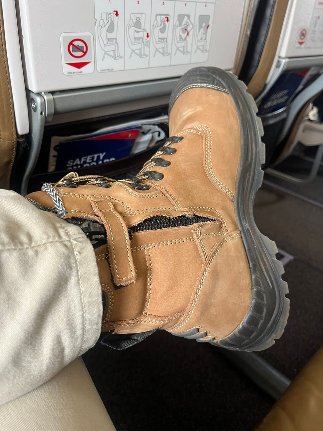 Customer photo review of Brawn Safety Work Boots Dark Brown