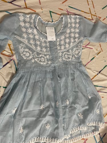 Customer photo review of Daania Baby Pink & White Kota Pearl short Frock