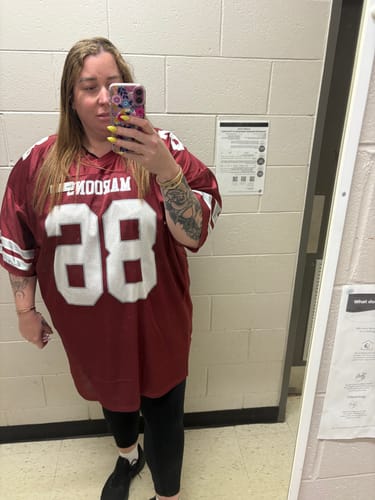 Customer photo review of Custom Burgundy White-Gray Classic Style Authentic Football Jersey