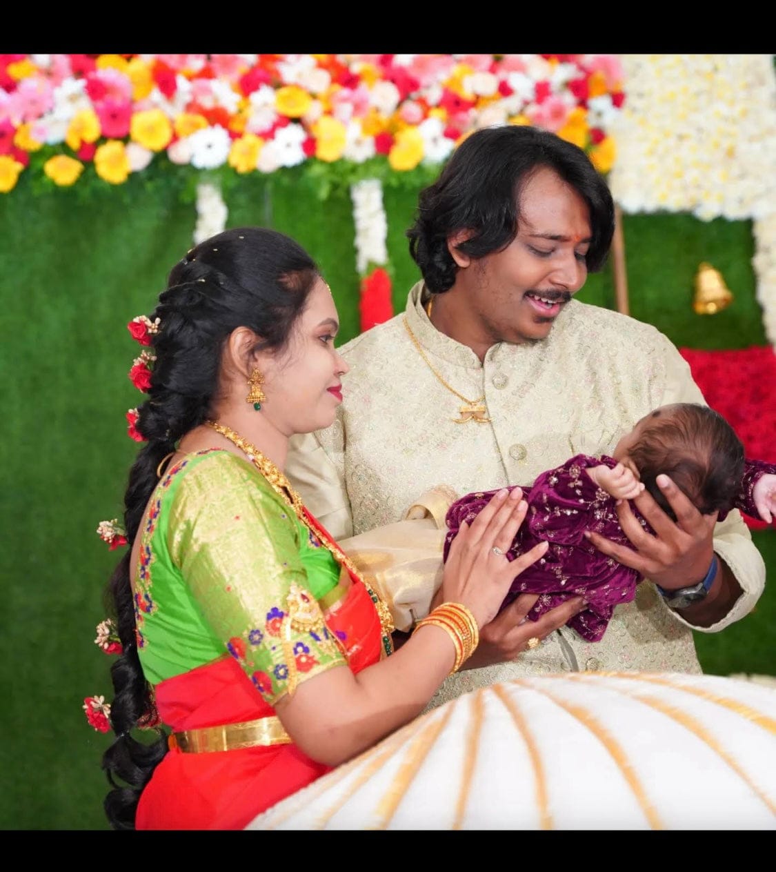 Customer photo review of Deep Wine Velvet and Gold Dhoti Kurta for Boys and Baby Boys