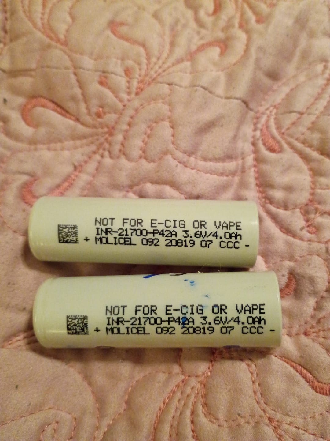 Customer photo review of Molicel P42A 21700 4200mAh 45A Battery
