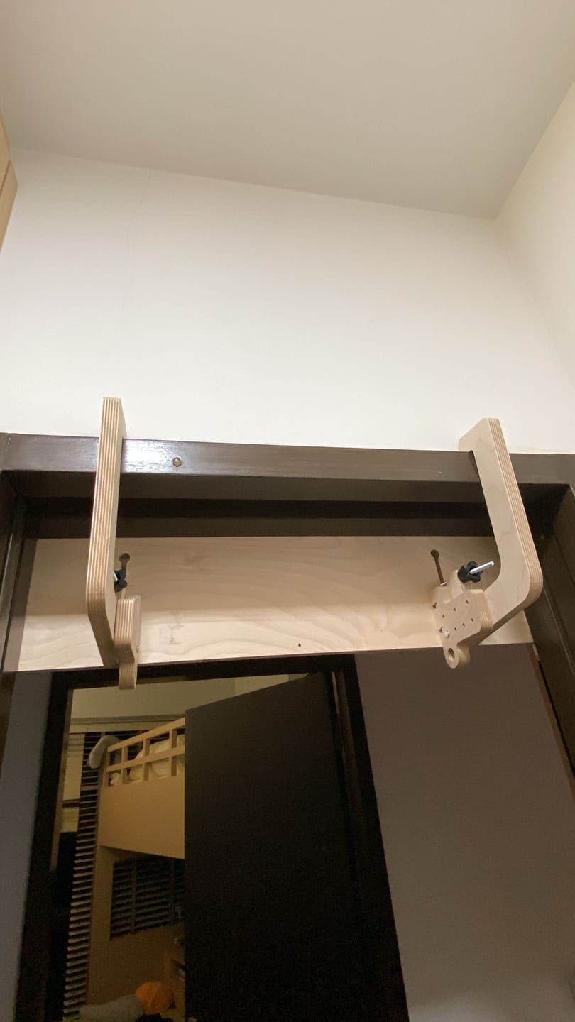 Customer photo review of Hangboard Doorway Mount