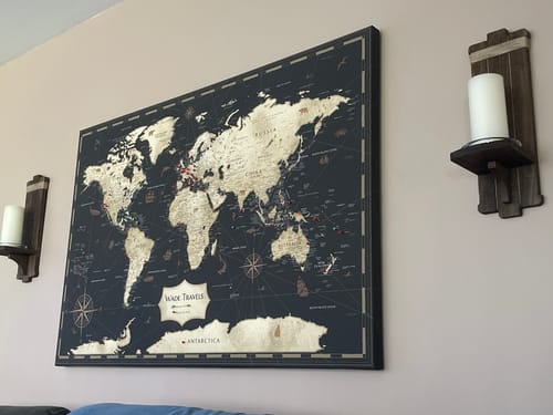Customer photo review of Pinnable World Journey Map • Rustic Gold