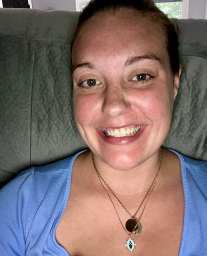 Customer photo review of Lady Lourdes Pendant in Aqua