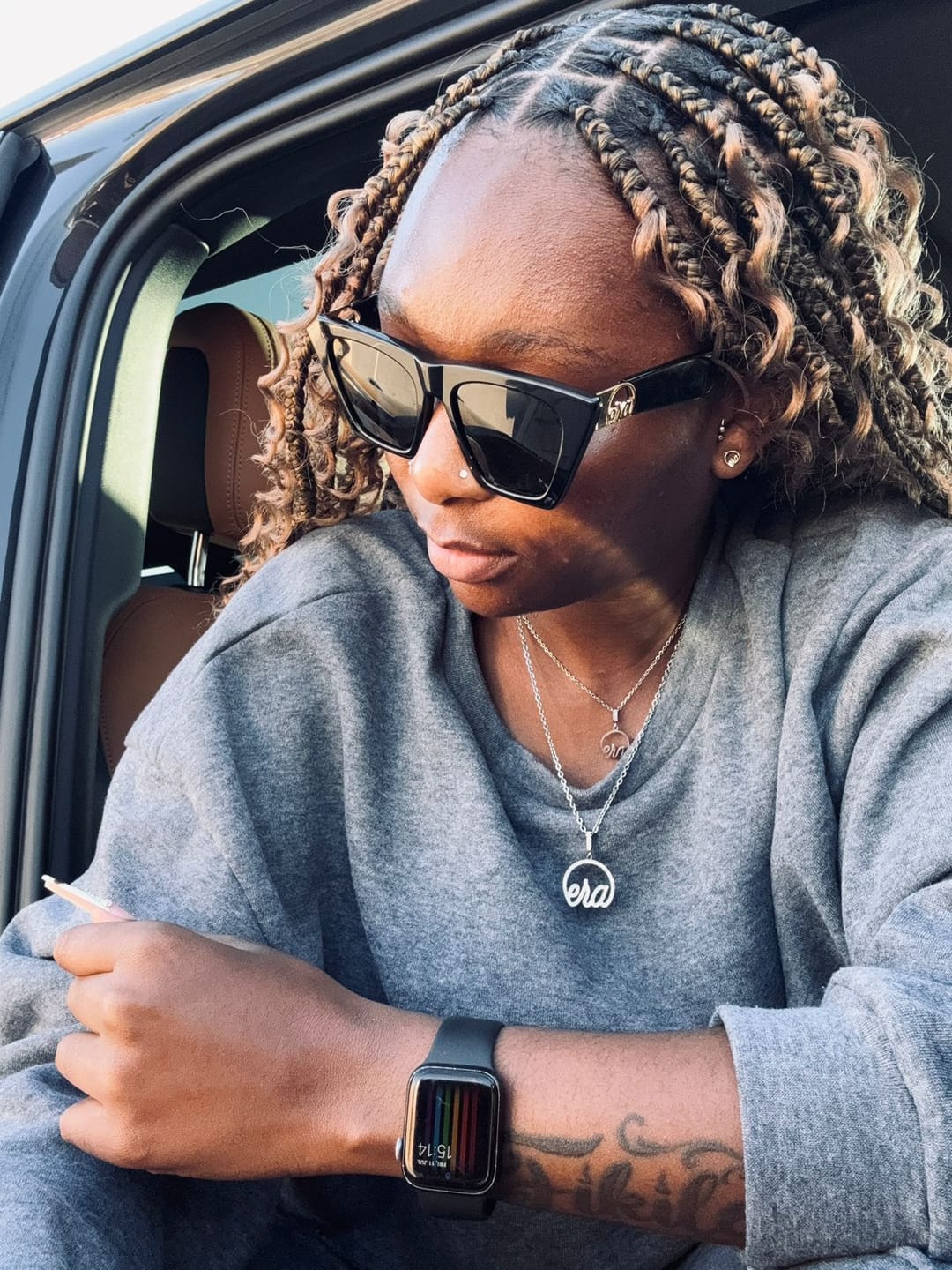 Customer photo review of Black Diva Logo Sunglasses