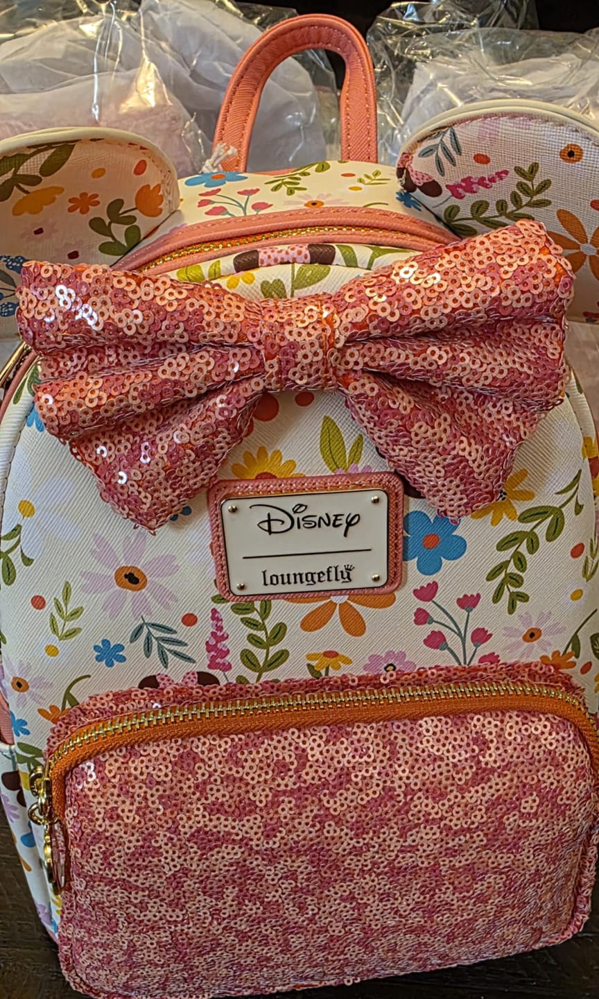 Customer photo review of Loungefly Disney Minnie Mouse Springtime Sequins Mini Backpack - 707 Street Exclusive