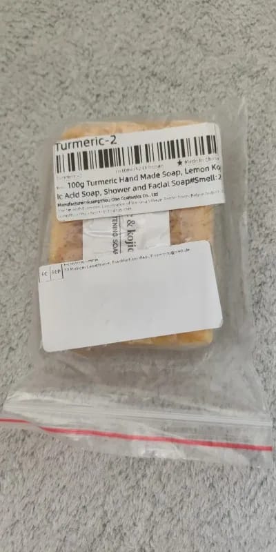 Customer photo review of Lemon turmeric & kojic-acid brightening soap