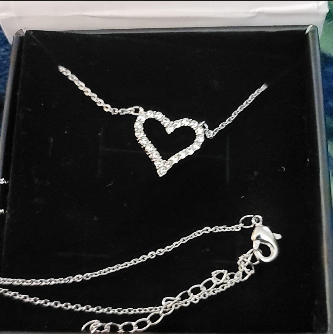 Customer photo review of Bristol 18k White Gold Plated Heart Necklace with Swarovski Crystals
