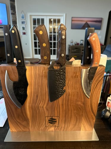 Customer photo review of Walnut Magnetic Knives Holder