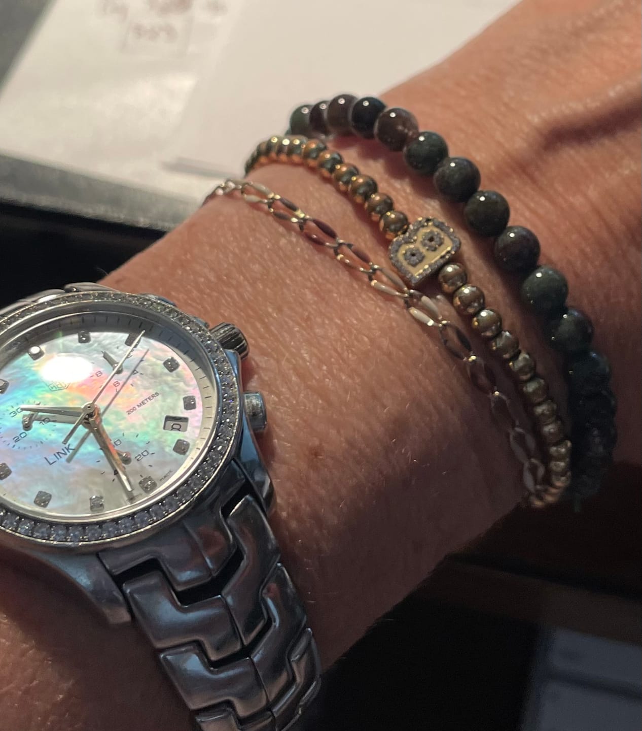 Customer photo review of Garden Quartz/Green Ghost Bracelet