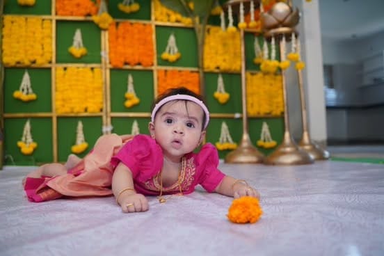 Customer photo review of Pink and Blush Kids Langa Blouse – Ethnic Lehenga Dress for Baby Girl