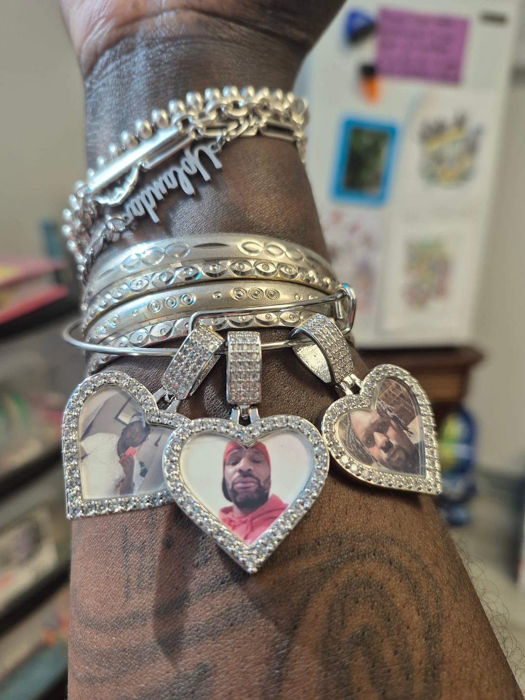 Customer photo review of Hearts Photo Bangle Bracelet