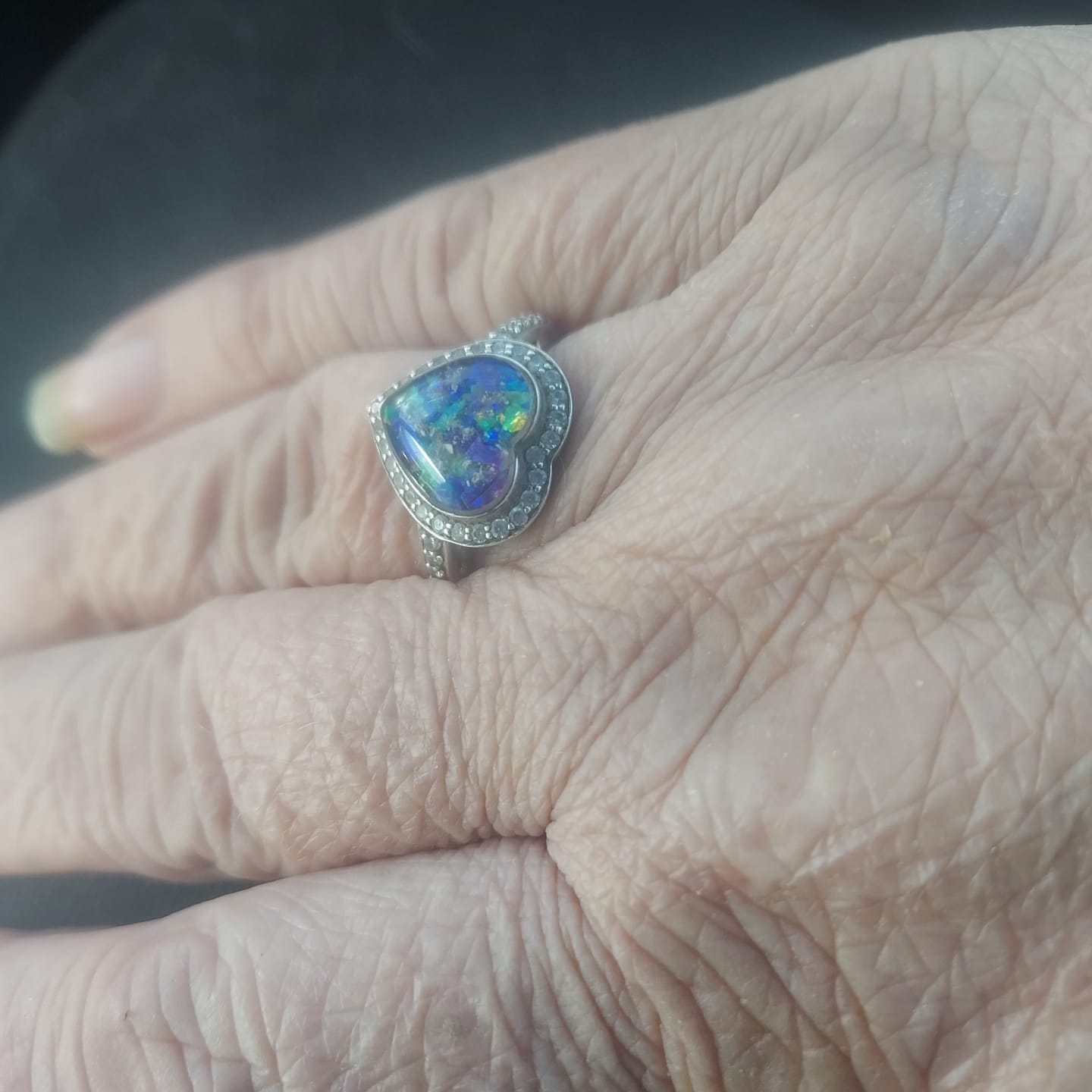 Customer photo review of Bedazzled Heart Cremation Ring