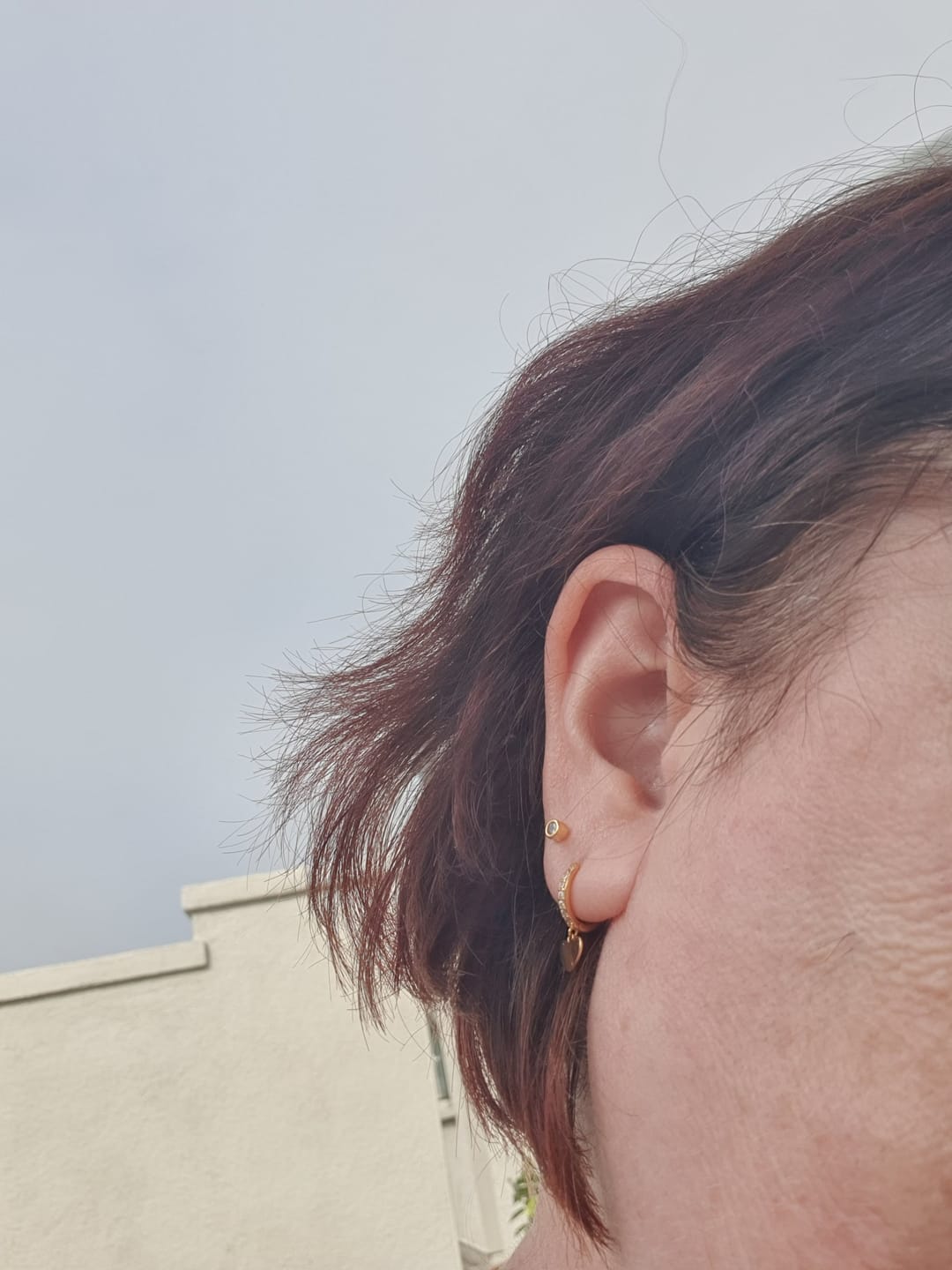 Customer photo review of Amore Heart Hoop Earrings Gold