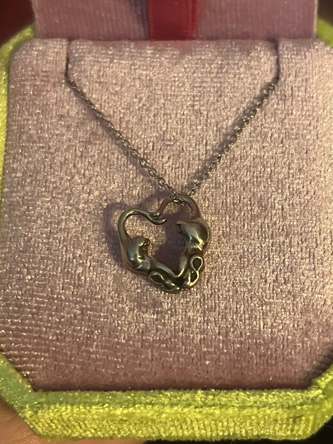 Customer photo review of Rats in Love Heart Necklace