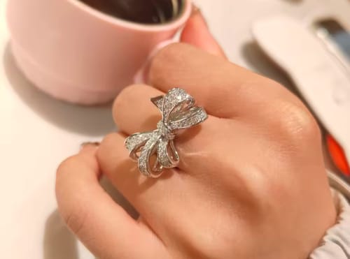 Customer photo review of Tildy Bow Knot Moissanite Gold Plated Ring