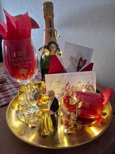 Kundenbewertung mit Foto zu Leonardo Weingläser zur Goldenen Hochzeit mit Namen & Datum im Set