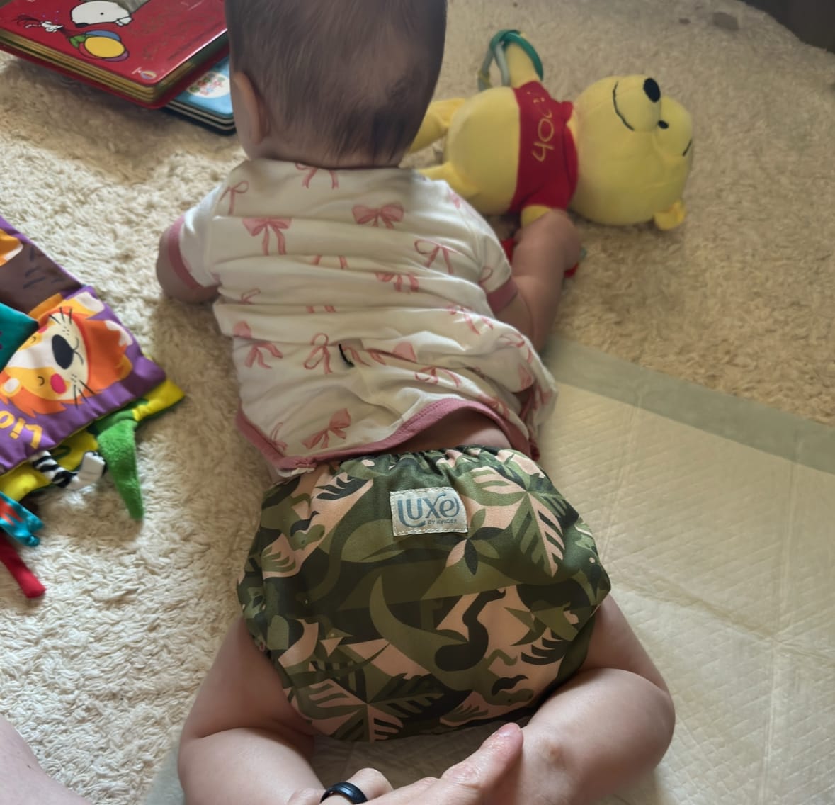 Customer photo review of Luxe Pocket Cloth Diaper with Dual Inner Gussets and Athletic Wicking Jersey