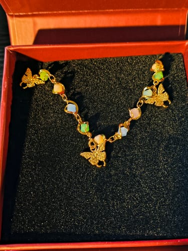 Customer photo review of Cotton Candy Butterfly Necklace (Pre Order)