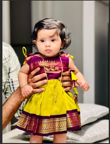 Customer photo review of Green and Wine Tie-Up Ethnic Wear for Girls – Traditional Dress for Baby Girl