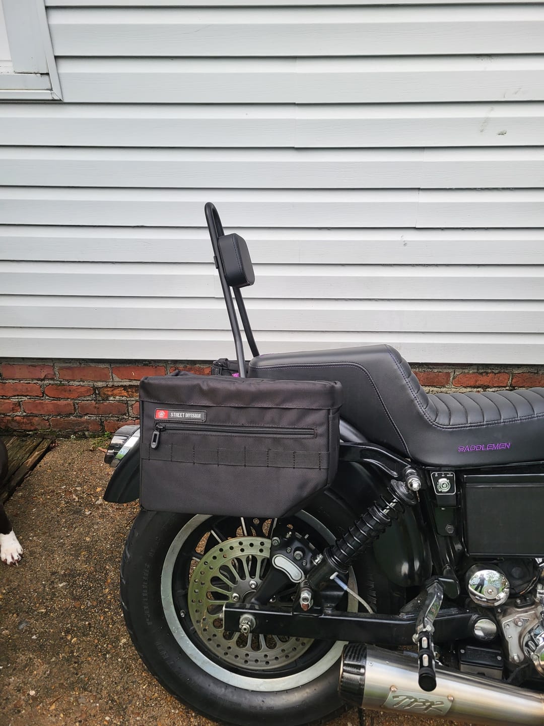Customer photo review of 18L - Patriot Medium Motorcycle Throw Over Saddlebags for Harley Softail Street Bob FXBB