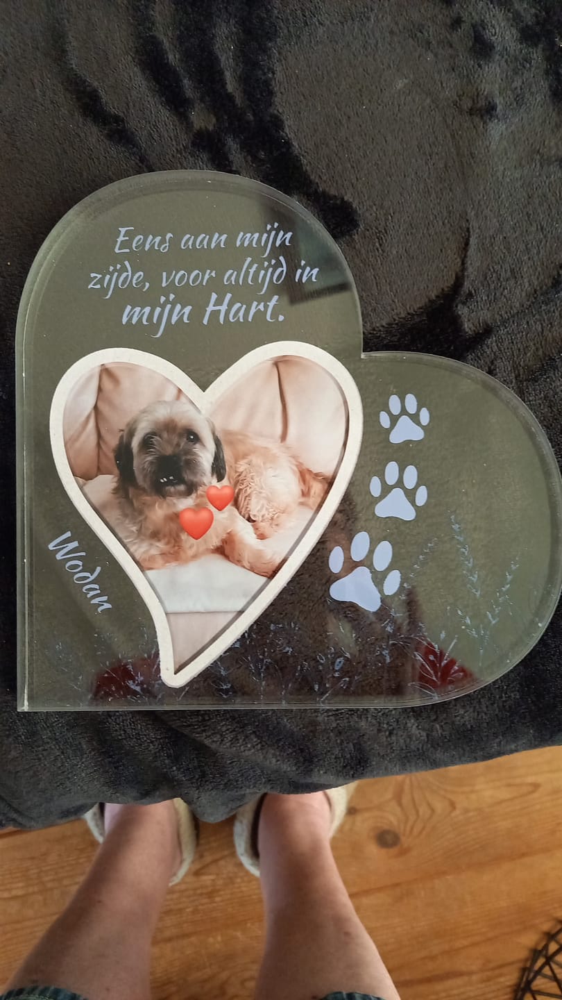 Customer photo review of Eens aan mijn zijde - Gepersonaliseerd glazen hart