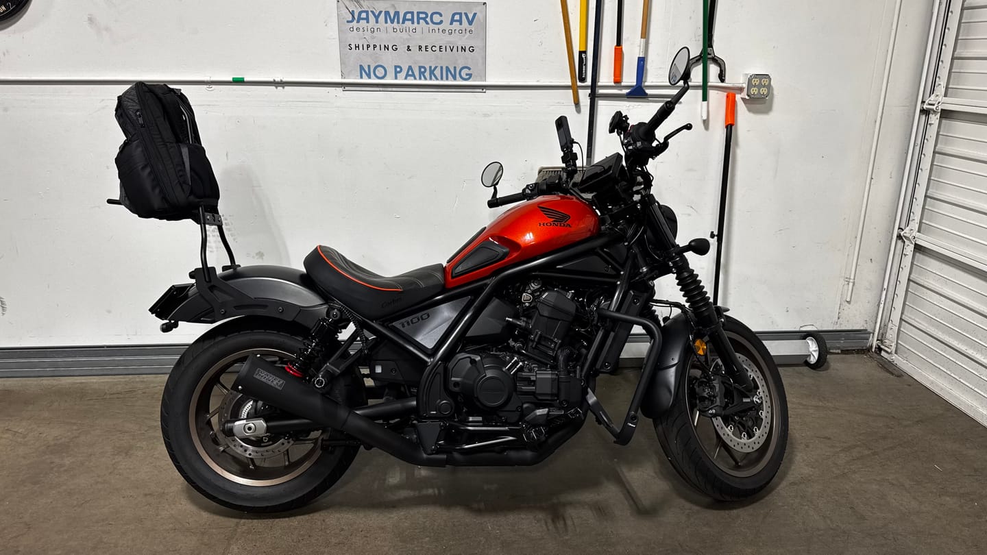 Customer photo review of Iron Born Blade 25" Sissy Bar with Foldable Luggage Rack for Honda Rebel 1100 CMX1100 Matte Black