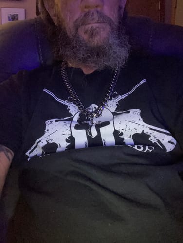 Customer photo review of Limited Time Offer- Knights Templar Cuban Link Necklace & Bracelet Set : Helps Pair Veterans With A Service Dog Or Shelter Dog