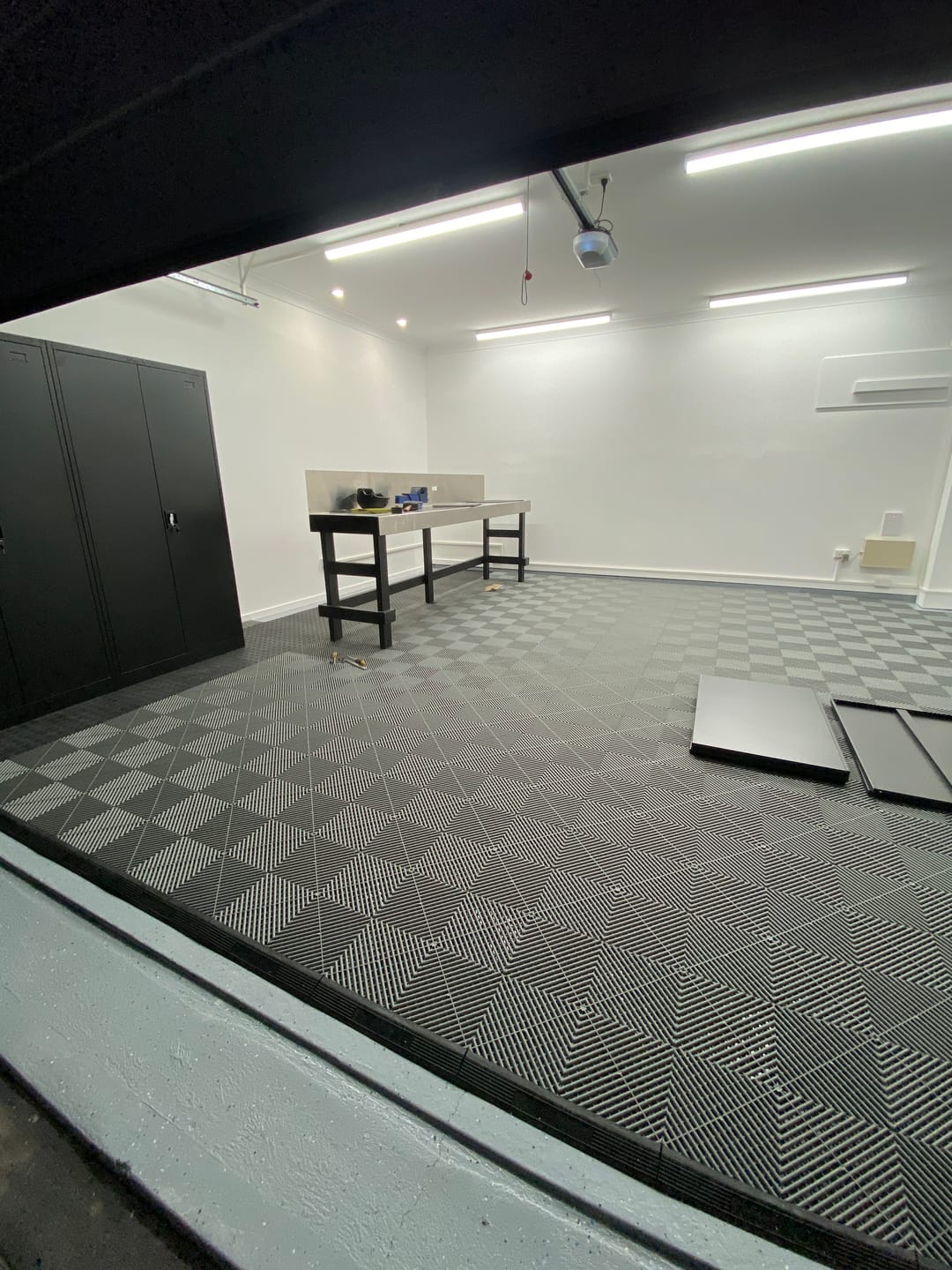 Customer photo review of Double Garage Modular Floor Tile Package Set SUITS 6M X 6M Choose style from ventilated and Solid Deck!  , choose your colours, EASY DIY!!