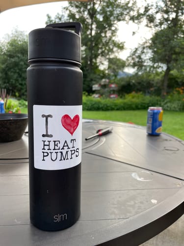 Customer photo review of I Heart Heat Pumps Sticker