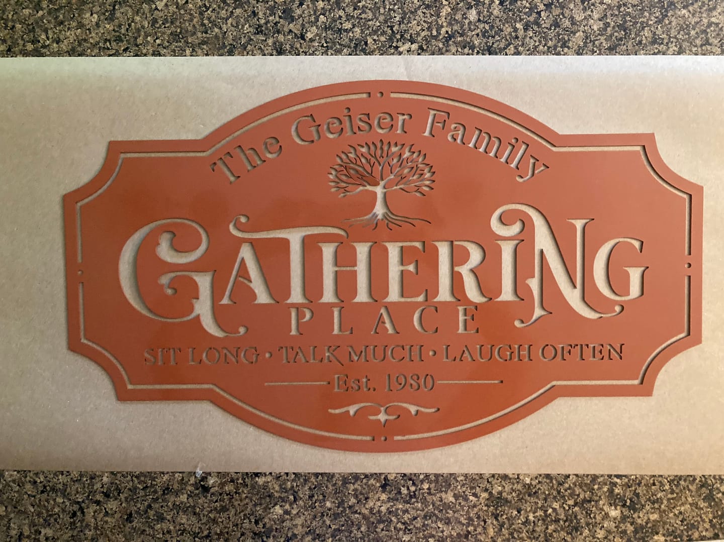 Customer photo review of Gathering Metal Sign