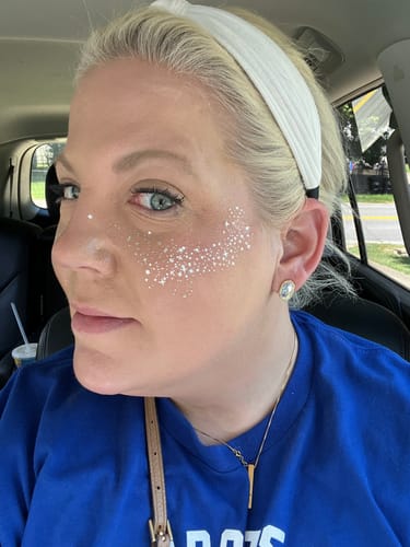 Customer photo review of Silver Glitter Freckles Makeup Patches