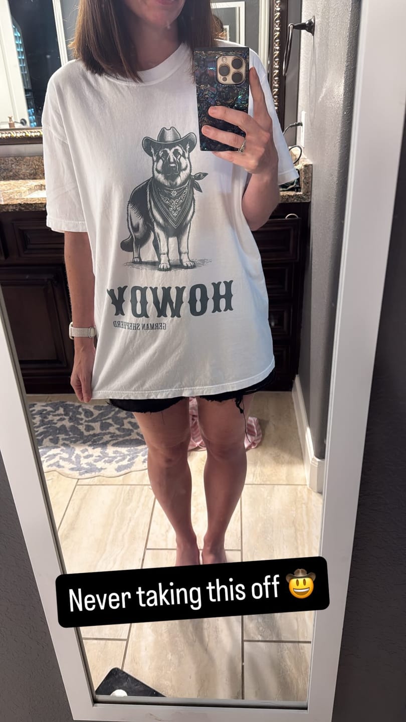 Customer photo review of Howdy German Shepherd Shirt